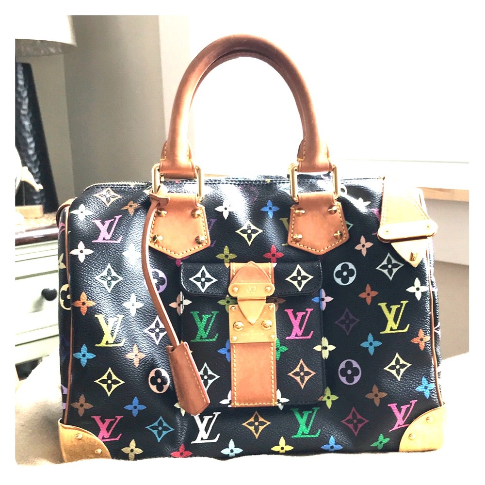 Louis Vitton Speedy 30 Black Multicolor handbag